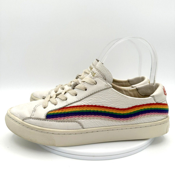 Soludos Rainbow Sun Leather‎ Sneakers Marie-Sophie Lockhart US 7 Beach Preppy - Picture 1 of 10